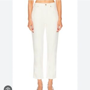 NWT NILI LOTAN Boyfriend Fray Hem Pants Jeans White 6